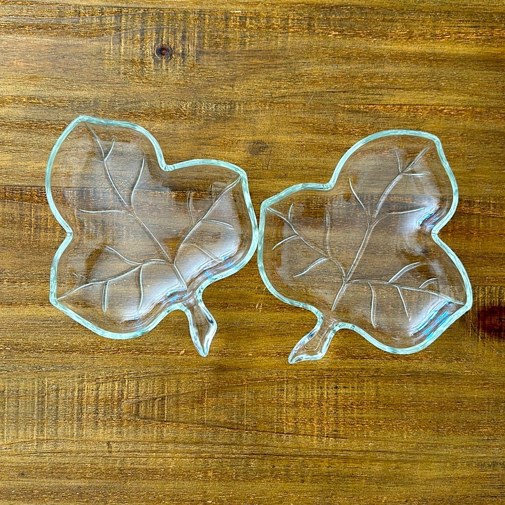 Vintage Leaf Clear Glass Dish Set